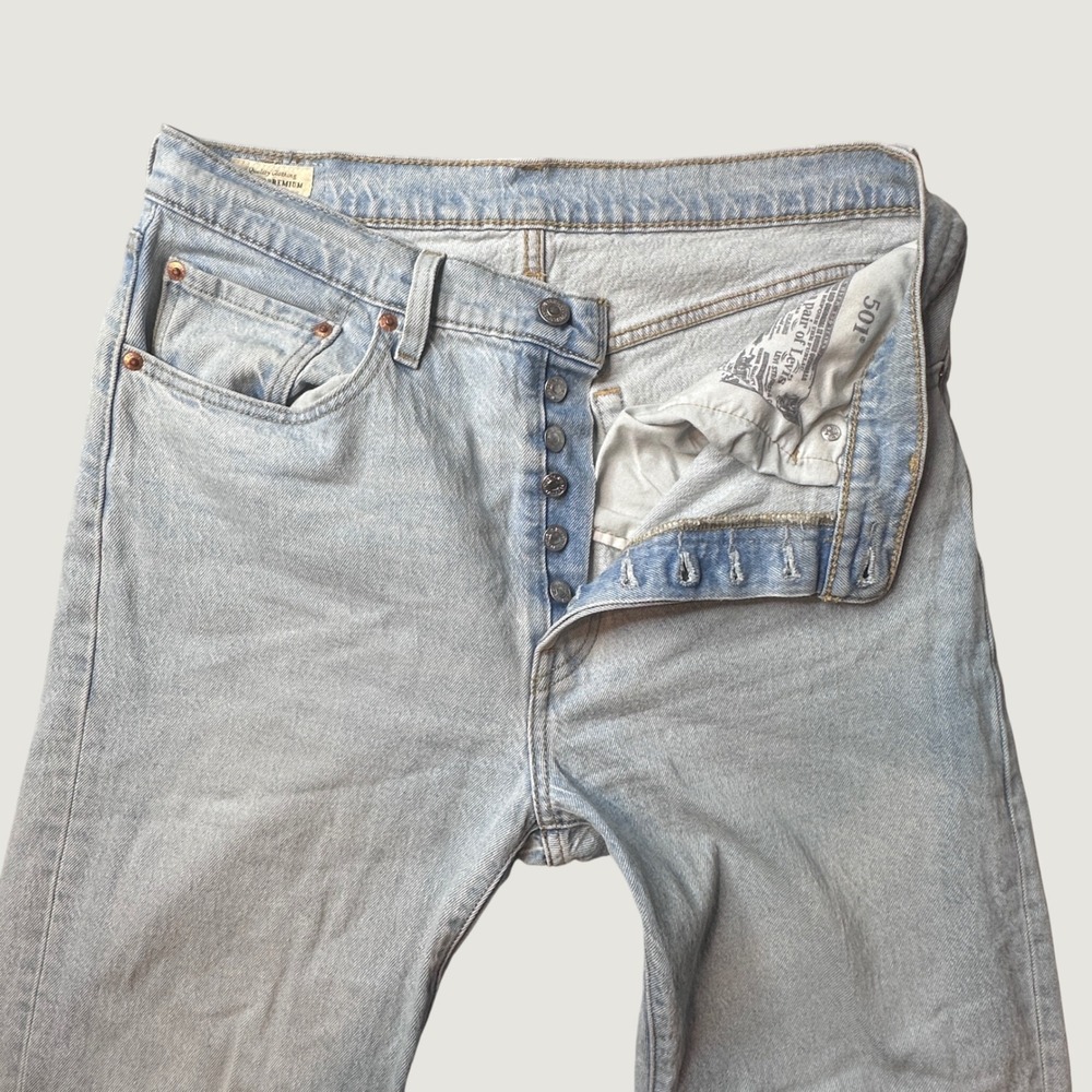 Levi's 501 Jeans Womens 32 Blue Premium Straight Leg Light Wash Button Fly Denim